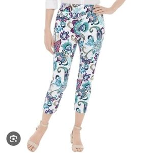 Chico's slimming floral crop pants sz 0 4 29" waist  *T